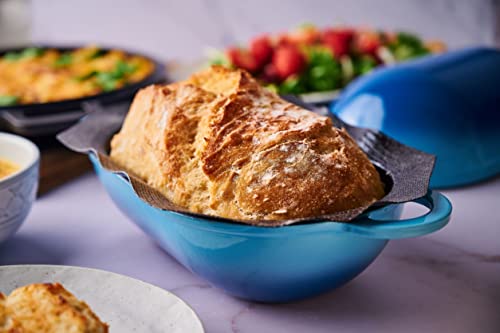 Loafnest: Incredibly Easy Artisan Bread Kit. Cast Iron Dutch Oven [Blue Gradient] And Perforated Non-Stick Silicone Liner. #TOP6