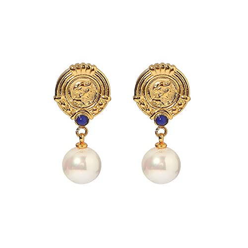 Boucles d'oreilles en perles pour mariage et grandes occasions en or jaune 14k