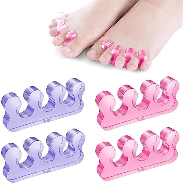 Sibba Żelowy separator palców, separatory palców, pedicure, wielokrotnego użytku, zmywalne, dla mężczyzn i kobiet, żelowe podkładki dystansowe, do pedicure, manicure, zdobienia paznokci, 4 szt