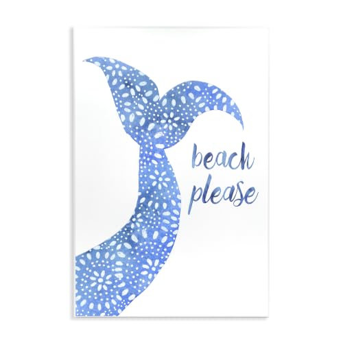 Beach Please Mermaid Tail, 10 x 15 Inch Mounted Print on Wall Plaque