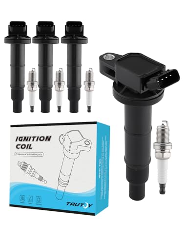 TAUTOY UF333 Ignition Coil Pack Spark Plug 4 PCS (2.4L Only) 2001-2011 For Toyota Camry Matrix Corolla Highlander Rav4 Solara,For Lexus HS250h,For Scion TC XB,Replace # 90919-02244 GN10313 7092