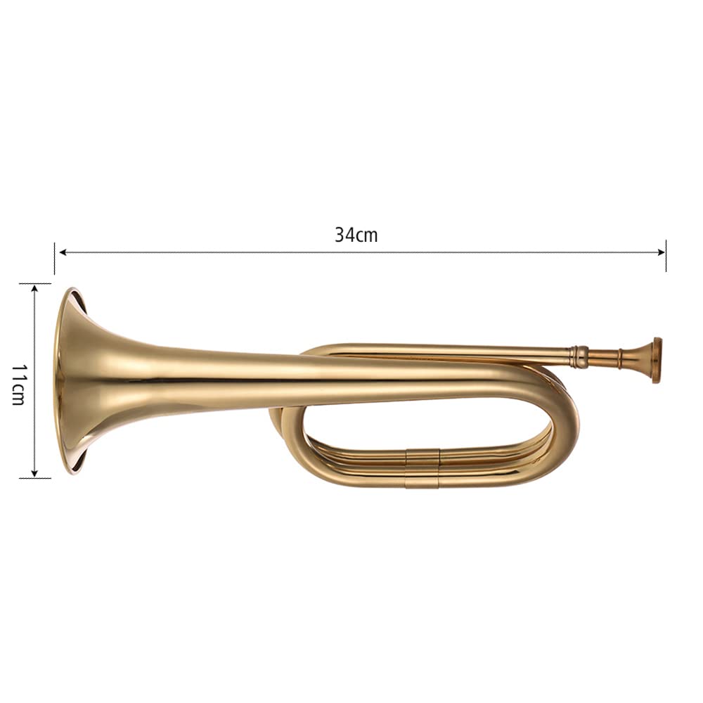 Latón C Bugle Call Trompeta chapada en oro Cuerno de caballería con