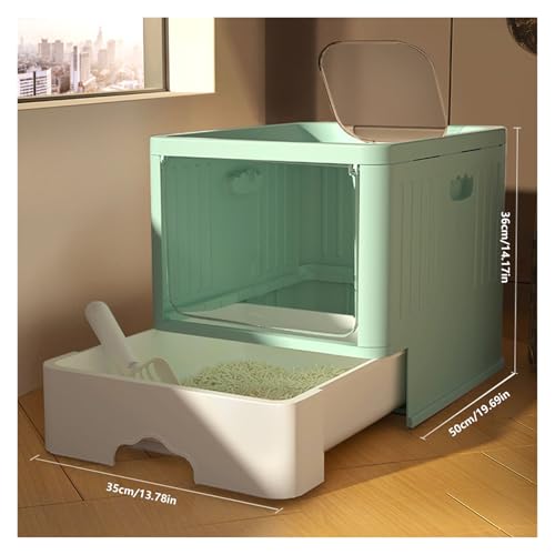 Caja de arena para gato con bandeja deslizante y tapa, grande miniatura 2