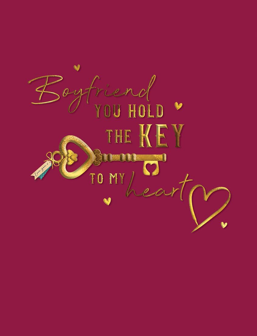 Piccadilly Greetings Valentines Day Card, Boyfriend, Key to My Heart - 8 x 6 inches