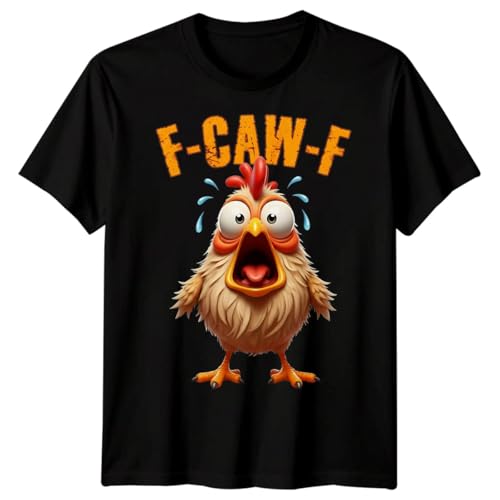 D&T F-Caw-F Funny Chicken Meme T-Shirt | Sarcastic Gothic Halloween Novelty Graphic Tee for Men, Women & Kids | Retro Vintage Gift #8 4XL Black