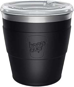 KeepCup Thermal - Vacuum Insulated Stainless Steel, QuickSip Reusable Coffee Cup with Splashproof Sipper Lid - Extra Small XS 6oz/180ml - Black