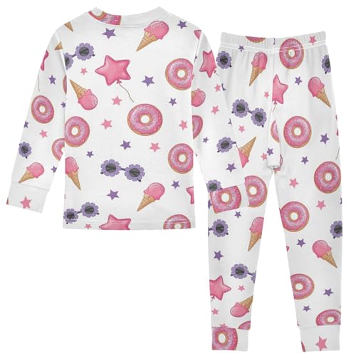 Pajama Sets Long Sleeve Sweet Donuts Ice Creams Soft Comfy Sleepwear 2 Piece PJS 3-8T3