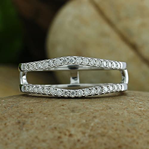 1/3 Carat (ctw) Lab Created Moissanite & Lab Grown Diamond Curved Enhancer Guard Ring In 14K Gold Over Sterling Silver For Womens (0.33 Cttw), Gift For Her2