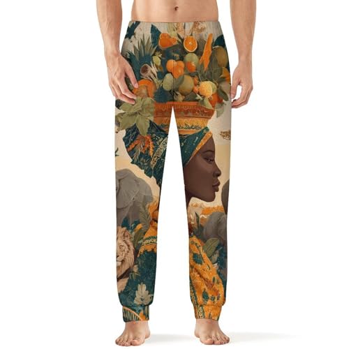 Savanna African Woman Animal World Men's Pajama Pants Lounge Pant Sleepwear PJ Bottoms