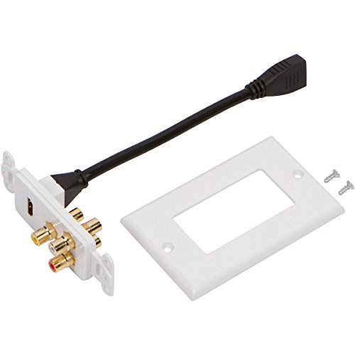 Buyer's Point Hdmi Pigtail Rca Wall Plate [Ul Listed] With Single Gang Low Voltage Mounting Bracket Device #TOP5