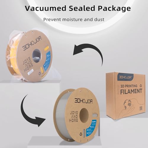 Image of 3DHoJor Update Basic PETG Filament 1.75mm, PETG 3D Printer Filament, 2.2 LBS (1KG) Cardboard Spool, Fit Most FDM 3D Printer, Silver