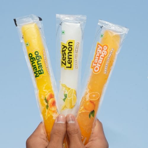 Image of ICY POPPS Edible Ice Sticks | Comes with 11 Refreshing Flavours | Mango, Guava, Orange, Kala Khatta & More | Gluten-Free with Added Vitamin C | Refreshing Treat for Kids (Assorted pack of 33)