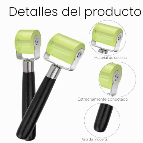 Miniatura 3 de Jcteey 3 Piezas Rodillo De Presión De Silicona, Rodillo Presionador, 2 Rodillos De Goma 1 Rollo De Reparación De Neumáticos Para Soldar Tela De Pvc Y Instalar Papel Tapiz