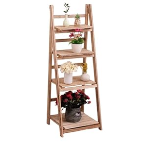 Wooden Plant Stand, 4 Tier Wooden Ladder Shelf, Foldable Display Flower Plant Stands, Unit Corner Book Shelves For Garden, Balcony, Living Room, Indoor, Outdoor