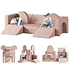 13pcs modular kids play couch kids couch with climbing slope 13 in 1 toddler couch for playing creativing sleeping indoor kids sofa for boys and girls pink  urban country home decor