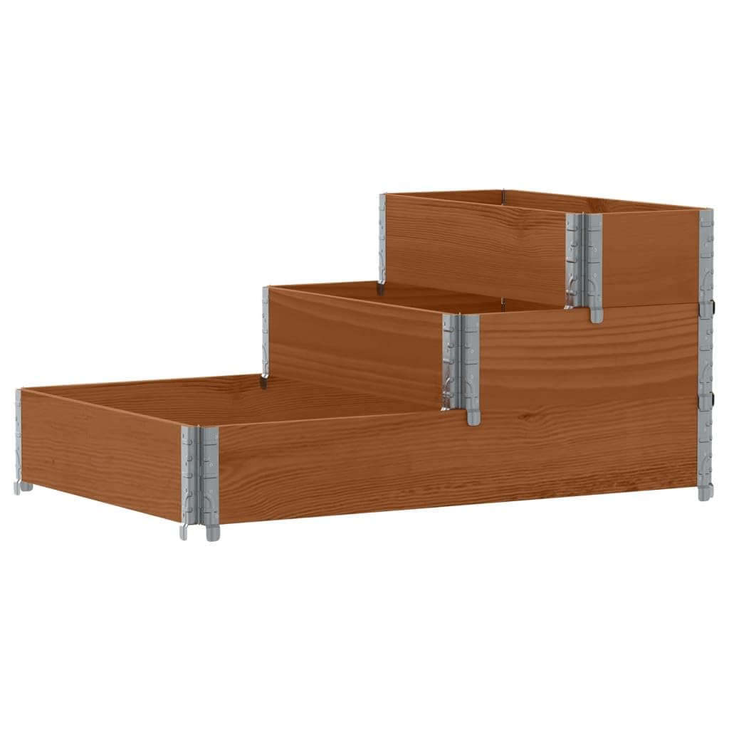 3-stufiges Hochbeet Kiefer 120×80×60,5 cm, klappbar, Braun, 20 mm Bohlen, Balkon-Garten
