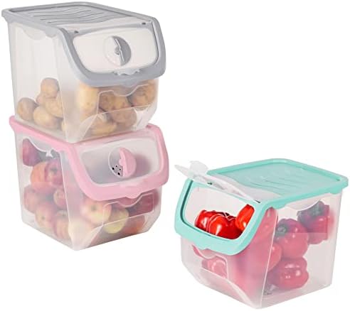 ORION GROUP Vegetable Storage Container, Storage Potatoes, Fruit, Onions, Potatoes, Potato Pot, Onion Pot, Kitchen Organiser, Storage Boxes, 12 L (Grey-Transparent)