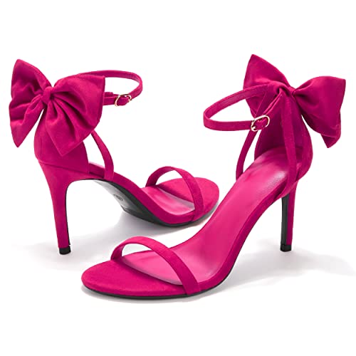 Image of Coutgo Womens Ankle Strap High Heels Open Toe Stiletto Bow Tie Knot Heeled Sandals Fashion Wedding Dress Pump Shoes
