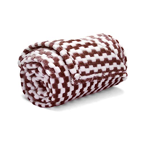 Msicyness Dog Blanket, Premium Flannel Fluffy Fleece Blankets Soft and Warm Covers for Pets Dogs Cats Throw(Small Grid Coffee)