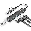 USB 3.0 Hub with USB C Data Port, 2 in 1 USB Hub 5 Ports, Portable USB Splitter for Laptop, USB C Extender for MacBook Pro, iMac, Surface Pro, Dell XPS, PS5, PC, Mobile HDD, and More
