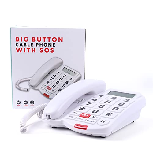 Dododuck Corded Big Button Phone For Seniors And The Elderly, Caller Id, Extra Loud Ringer, Adjustable Volume, Sos Button And Long Cord, For Hearing Impaired. #TOP4