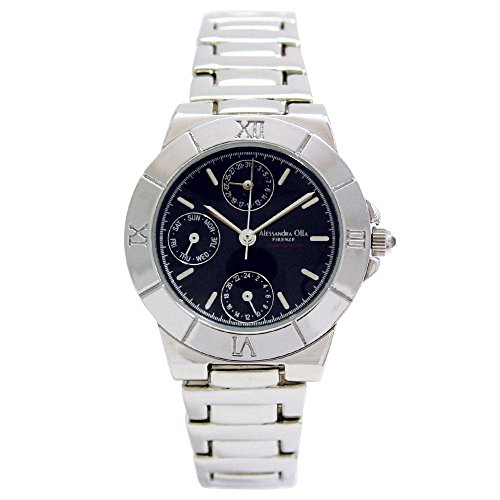 [アレサンドラオーラ]Alessandra Olla 腕時計 マルチファンクション メタルバンド 1Pジルコニア ブラック AO-15000-1 レディース