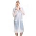 LvDD Raincoat Durable EVA Rain Cape Unisex Men Women Rain Poncho with Hat Hood for Outdoor Travel, 44" Length, White