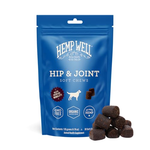 Hemp Well Hip and Joint Soft Chews – Best Joint Supplement for Dogs, Organically Sourced with Hemp, Glucosamine, Chondroitin and Breed Dogs,