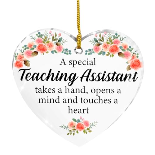 Teaching Assistant Gift Ornament, Thank You for Nursery Teacher and Aide, Appreciation Hanging Acrylic Keepsake for Christmas Tree Decoration
