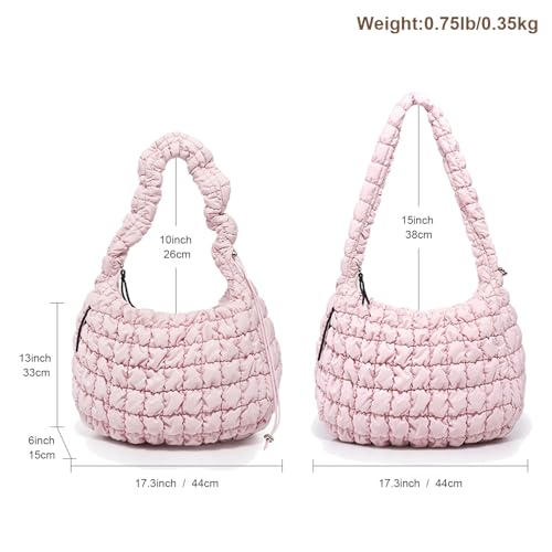 Image of Large Quilted Tote Bag Puffer Purse Quilted Crossbody Bags for Women with Adjustable Strap