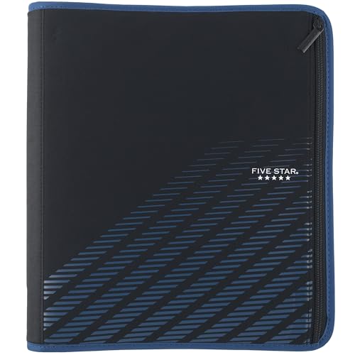 Five Star Zipper Binder, 2 Inch 3-Ring Xpanz Case Binder with Expansion Panel, Removable Pencil Pouch, 380 Sheet Capacity, Black & Blue (280109A) by Five Star - Image 6