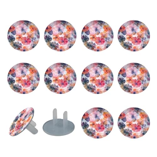 24 PCS Watercolor Flower Child Proof Outlet Covers Electrical Safety Socket Protection Caps for 2-Prong Power Wall Plates, Safe and Secure Plugs Protector
