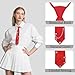 Gsyziux Punk Neck Ties for Women Girls, Adjustable Pre-tied Womens Tie Solid Color Ladies Neckties for Party Prom School (Red-style 02)