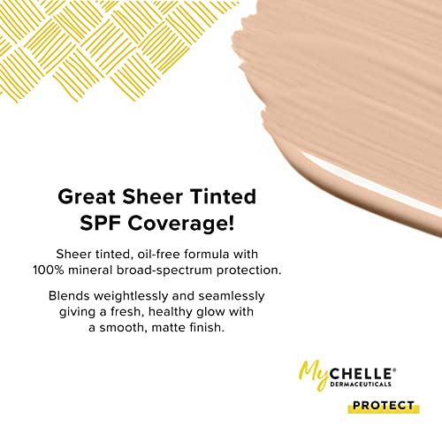 Mychelle Dermaceuticals Sun Shield Liquid Spf 30 Light/Medium (1 Fl Oz) - Tinted Sunscreen For All Skin With Oil-Absorbing Bentonite Clay - Use As Sheer Foundation Or Makeup Primer For Matte Finish #TOP2