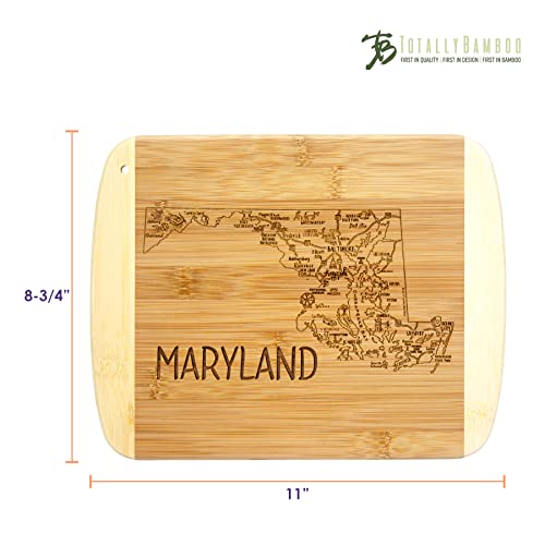 Image of Totally Bamboo A Slice of Life Maryland Engraved Map Cutting Board