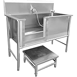 Emidor ペット用入浴プール 犬用バスタブ ステンレス製シンク 防水 防錆 シャワーシンク付き 滑り止め 大型犬に最適 ペットを清潔に保ち 家庭やペットサロンでの使用に適しています