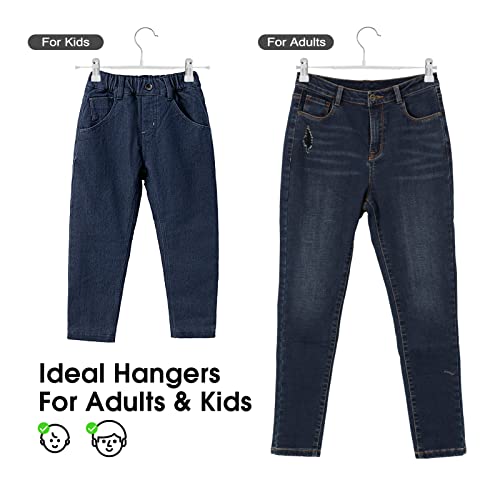 Dünne Hosenbügel, GUANJUNE rutschfeste Hosenbügel mit Verstellbaren Clips, Platzsparende Kleiderbügel für Kleidung, Rock, Jeans, Mantel (Weiss, 10)