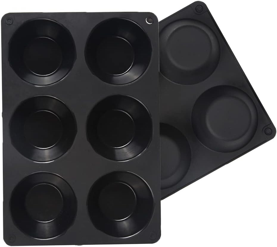 Cake Mold 2pcs 6 Cup Silicone Muffin Pan Non-Stick Cake Mold Baking Pan Cupcake Baking Pan/87 (Color : Black) (Red)