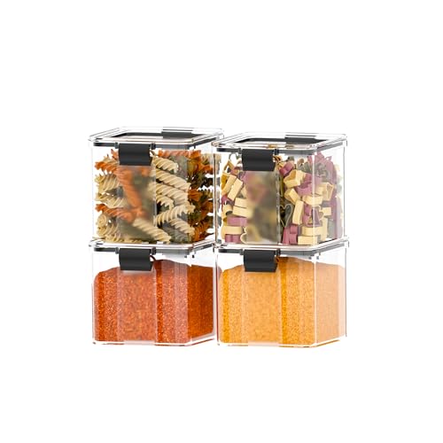 Image of Plastic Airtight Kitchen Storage Container Set | Kitchen Storage Box & Organizers for Kitchen | BPA Free Air Tight Containers Set | Jars & Conatiner set (700ML Set of 4, Transparent)