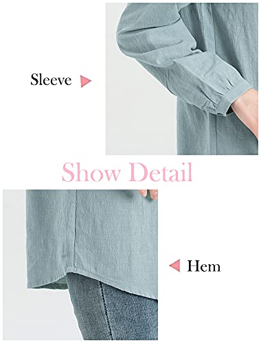 Minibee Women's Scoop Neck Pleated Blouse Solid Color Lovely Button Tunic Shirt3