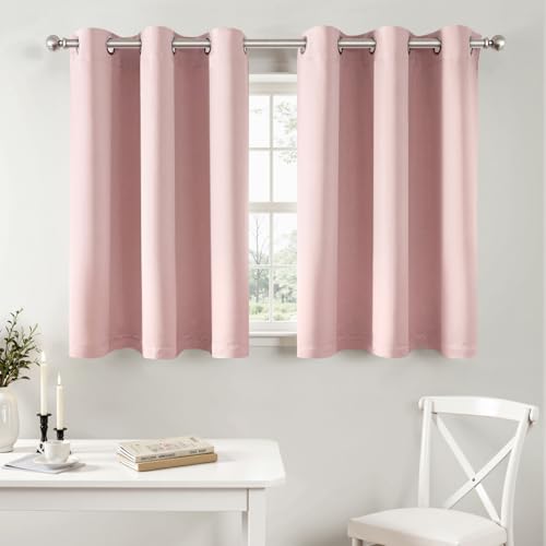 MIULEE Baby Pink Blackout Window Curtains 40x36 in, 2 Panels