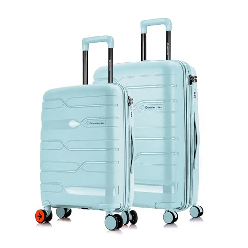 Image of Nasher Miles Paris Hard-Sided Polypropylene Luggage Set of 2 | 65cm & 75cm | 8 Wheels Medium & Large Trolley Bag for Travel | Suitcase (Pastel Green)