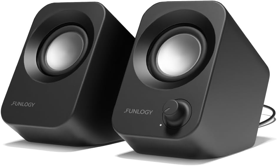 Speaker - 14W Stereo PC Speakers, USB Powered, Compact Size with 30° Tilt Design, Volume Dial Contro