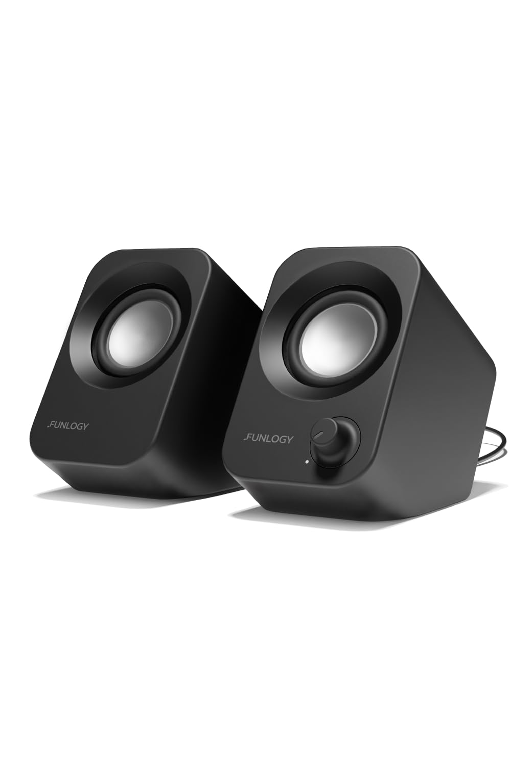 Speaker - 14W Stereo PC Speakers, USB Powered, Compact Size with 30&deg; Tilt Design, Volume Dial Control, for Desktop, Laptop, Monitor, Gaming Consoles, Black
