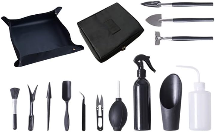 Alnicov 14 Pcs Succulent Plants Tools,Succulent Transplanting Tools Kit Mini Garden Hand Transplanting Tools Set including Storage Bag for Indoor Outdoor Miniature Fairy Garden Plant Care
