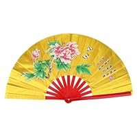 Ventaglio Tai Chi Kung Fu - In Seta E Bamb&ugrave;, Per Danza E Arti Marziali, Colore Rosso (33cm)