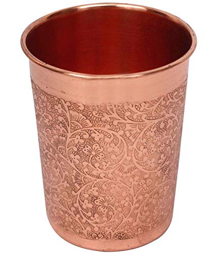 Craft-View 2 X 100% Pure Copper Drinking 300 ml Glass Cup Tumbler/Flask Ayurveda Health Yoga Ayurveda Beneficial Set Drinking Water NH-15