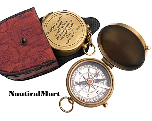 NauticalMart A Father is Neither an Anchor Brújula Grabada Mejor Regalo para Papá con Estuche miniatura 3