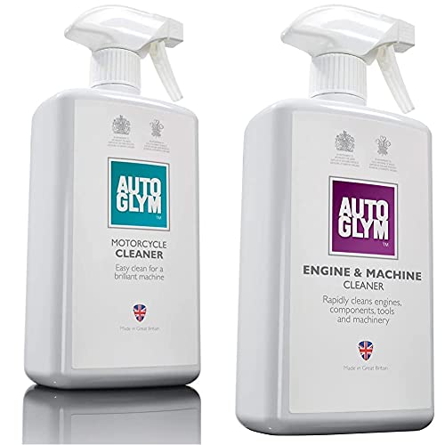 Autoglym Motorcycle Cleaner, 1 Litre and EC001 Engine & Machine Cleaner, 1 Litre, White