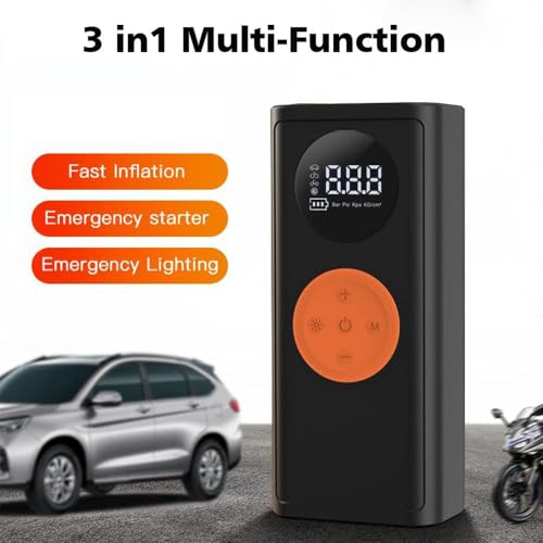 Image of Tire Inflator Portable Air Compressor-150PSI Cordless Air Pump with Digital Tire Pressure Gauge,LCD Display & LED Light,for Car,Bike,Motorcycle, E-Bike,Ball